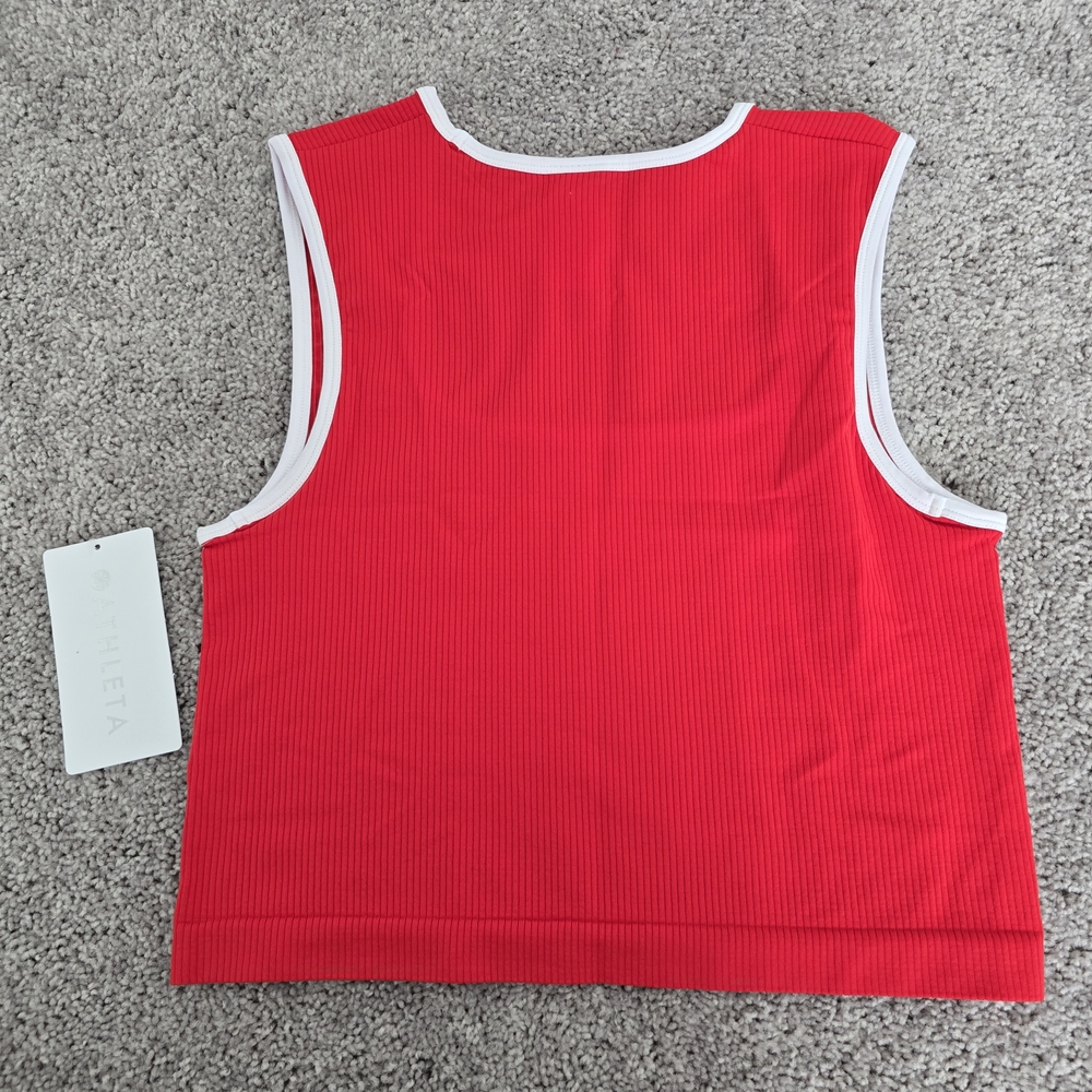 Athleta Red Ribbed Tank Top - Picture 6 of 8